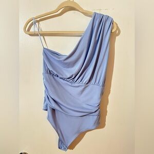One Shoulder Blue Contouring body suit